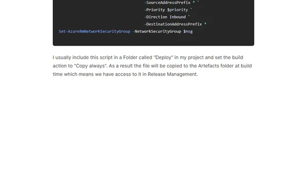 Secure your Azure DevOps Release Management Azure VM deployments with NSGs and PowerShell