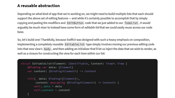 Building editable lists with SwiftUI