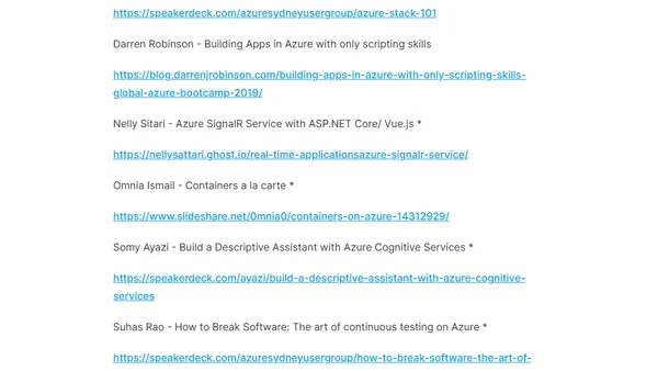 Sydney Global Azure Bootcamp 2019 Session Content