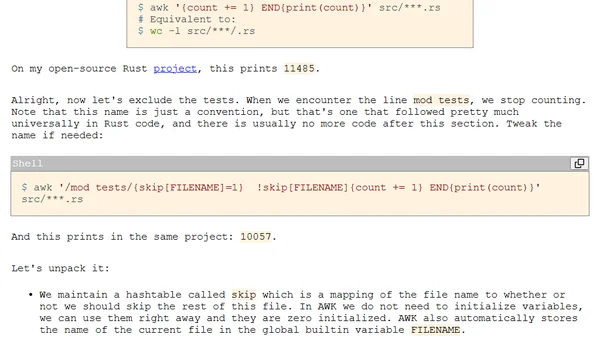 Tip of the day #1: Count lines of Rust code, ignoring tests