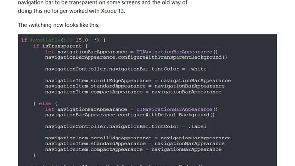 How to disable automatic transparent navbar in iOS 15