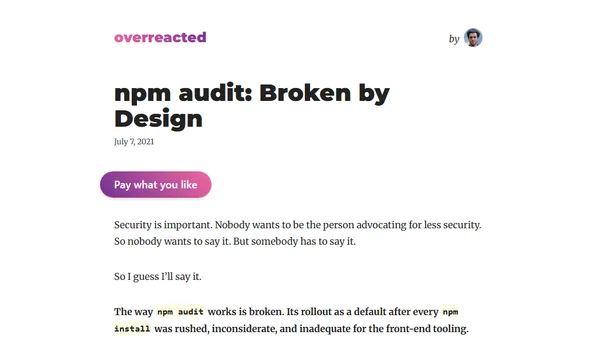 npm audit: Broken by Design