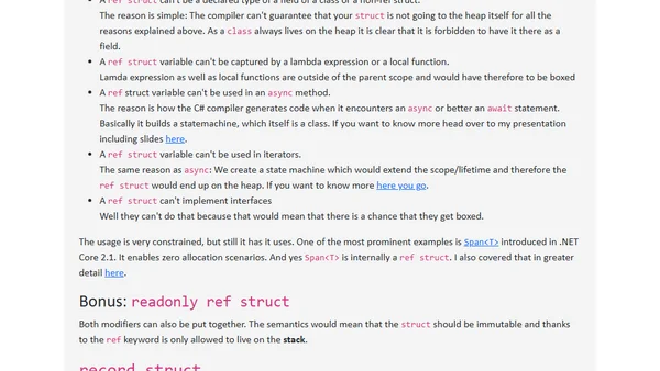 struct vs readonly struct vs ref struct vs record struct