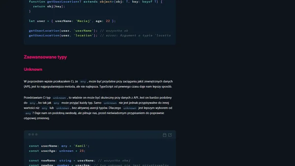 TypeScript - Generics, klasy i zaawansowane typy