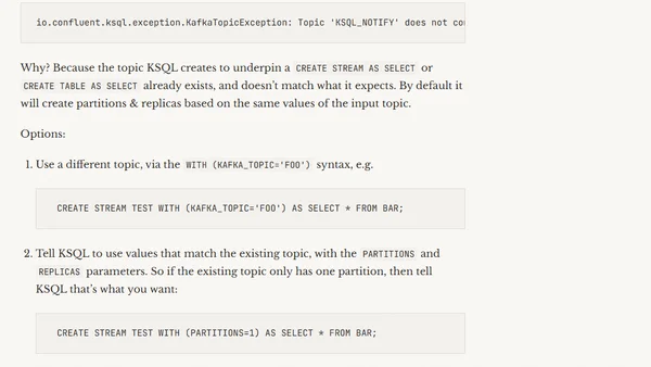 KSQL: Topic … does not conform to the requirements