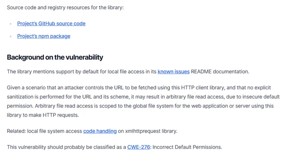 Disclosing a local file inclusion vulnerability in xmlhttprequest library