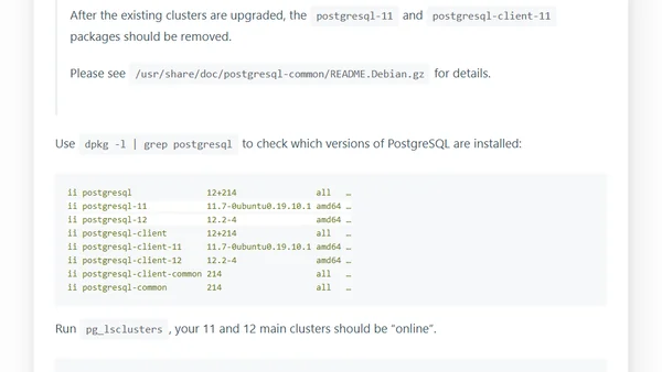 Upgrade PostgreSQL from 11 to 12 on Ubuntu 20.04