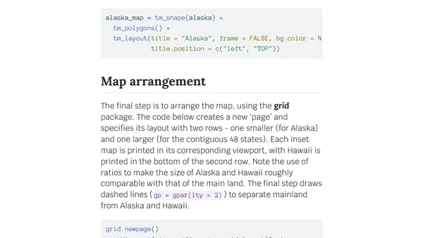 Making maps of the USA with R: alternative layout