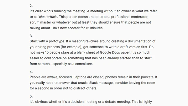 10 rules of a successful meeting in a tech company