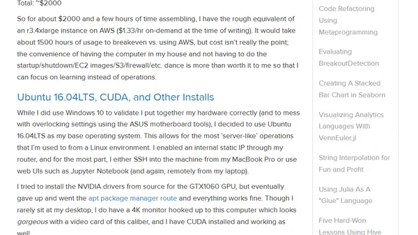 Building a Data Science Workstation (2017)