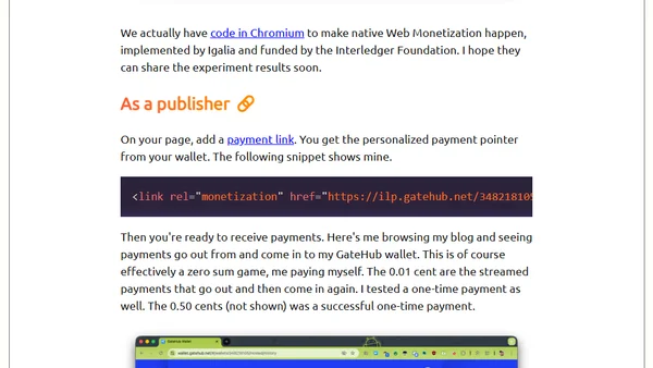 Using the Web Monetization API for fun and profit
