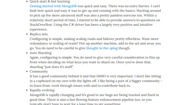 Thoughts on MongoDB from a SQL Server Dev