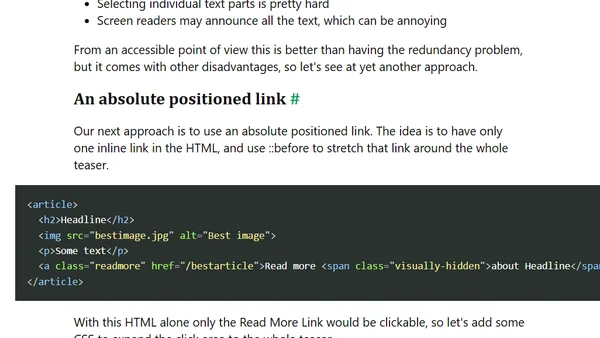 Teaser with multiple links