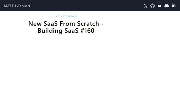 New SaaS From Scratch - Building SaaS #160