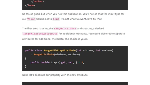 HTML Range Inputs with ASP.NET Core TagHelpers