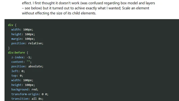 Scale an element without changing the size of its child elements