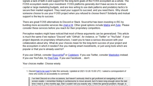 Please don't use Discord for FOSS projects