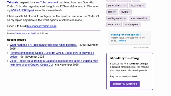 Using Codex CLI with gpt-oss:120b on an NVIDIA DGX Spark via Tailscale