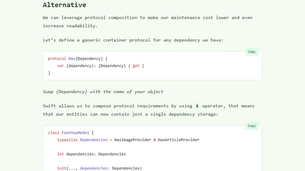 Using protocol compositon for dependency injection