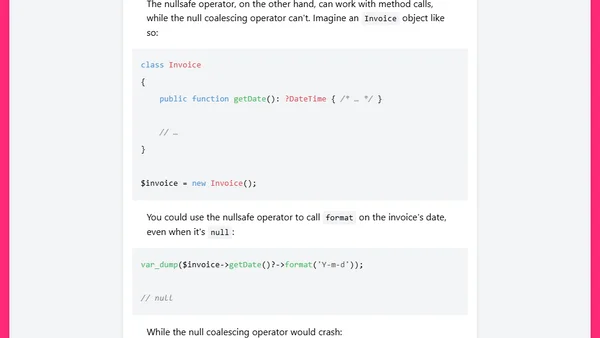 PHP 8: the null safe operator