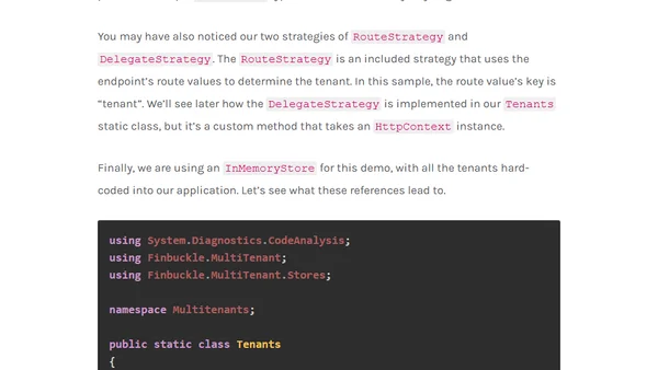 Multi-tenancy with ASP.NET Core and FinBuckle.Multitenant
