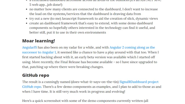 Real-time SignalR and Angular 2 dashboard