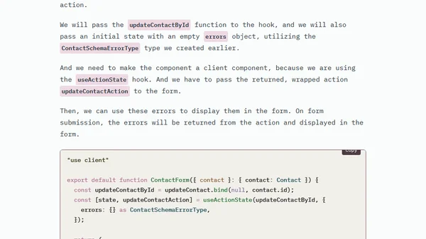 Handling Form Validation Errors and Resets with useActionState()