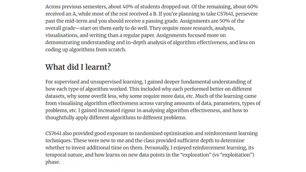 OMSCS CS7641 (Machine Learning) Review and Tips