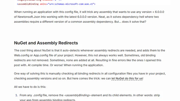 Could not load file or assembly… NuGet Assembly Redirects
