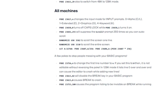 Notes from my Spectrum +3 manual
