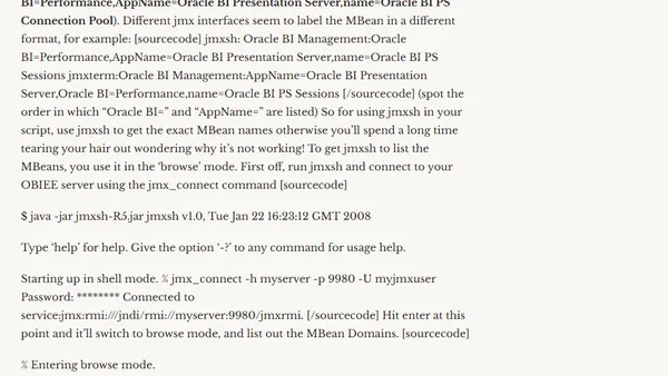 Collecting OBIEE systems management data with jmx