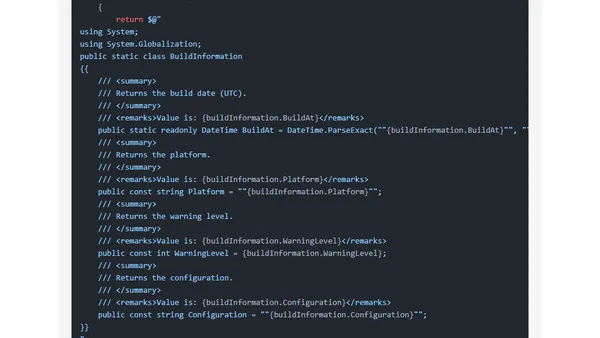C# Source Generators: How to get build information?