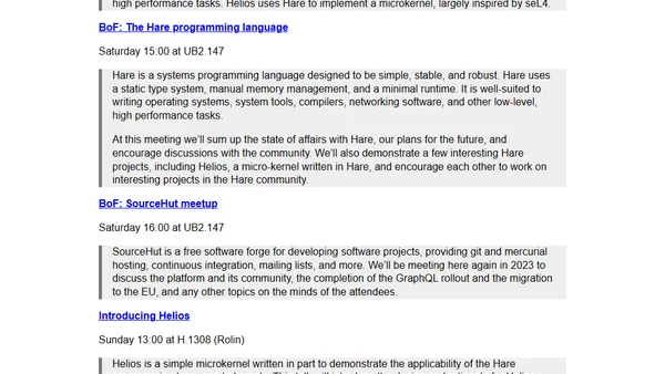 My plans at FOSDEM: SourceHut, Hare, and Helios