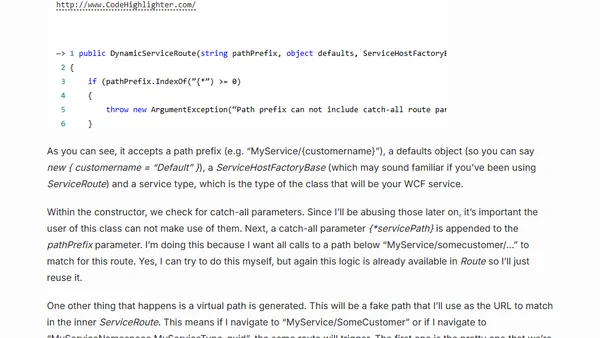 Using dynamic WCF service routes