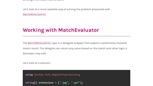 How to use Regular Expressions and Match Evaluators in .NET