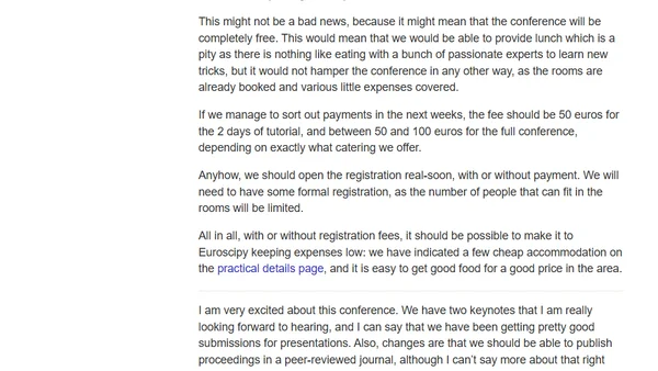 Status of the EuroScipy registration