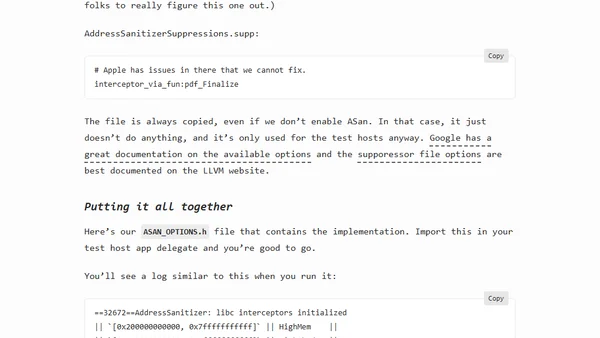Running tests with Clang Address Sanitizer