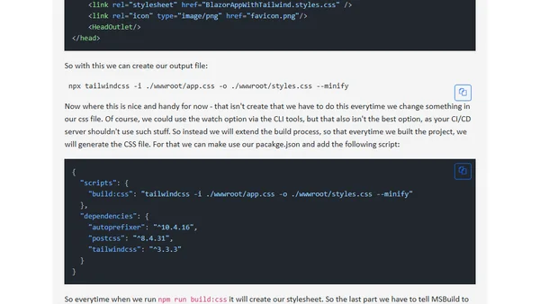 Blazor with TailwindCSS