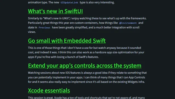 Recommended WWDC24 Sessions
