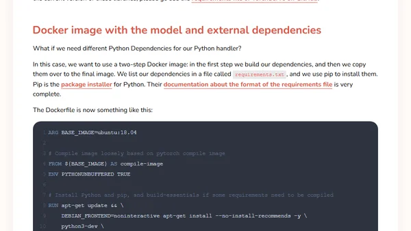 Create a PyTorch Docker image ready for production