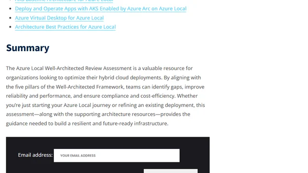 Azure Local  Well-Architected Framework and Review Assessment