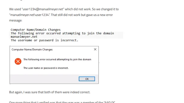 Azure AD DS (Domain Services) unable to join Azure virtual machine to domain troubleshooting