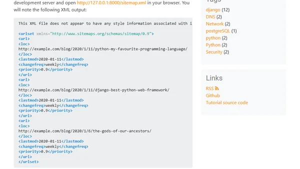 create a blog application with django, part 8: create django sitemap