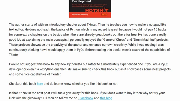 [Book review] Tkinter GUI Application Development HOTSHOT