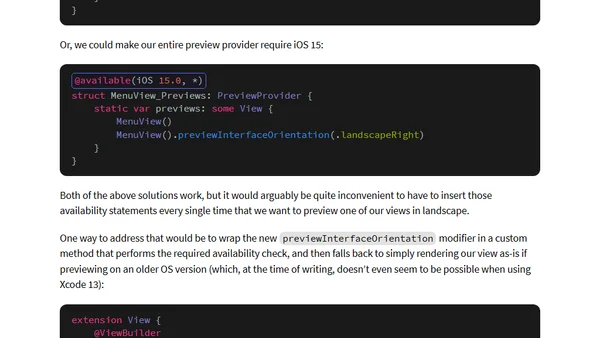 Previewing SwiftUI views in landscape