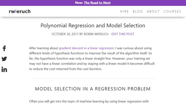 Polynomial Regression and Model Selection
