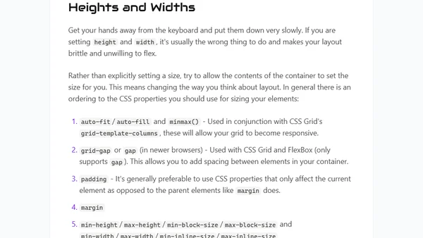 CSS General Rules of Thumb
