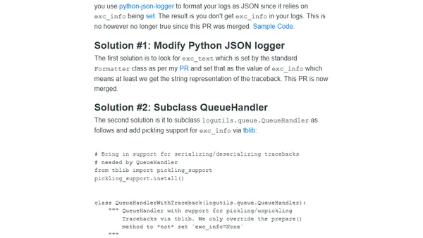 QueueLogger and Python JSON Logger