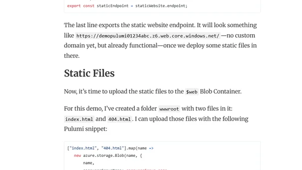Hosting a Static Website on Azure with Pulumi