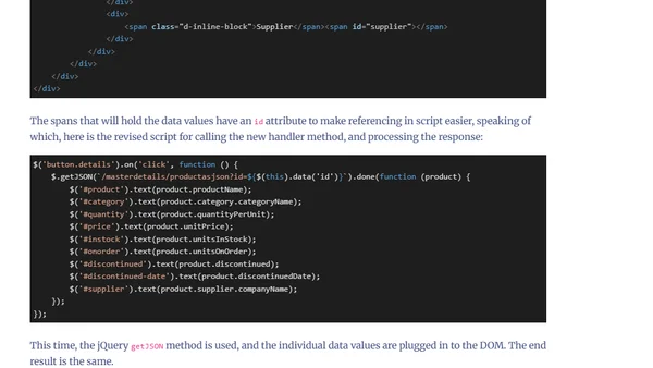 Razor Pages And Bootstrap - Modal Master Details